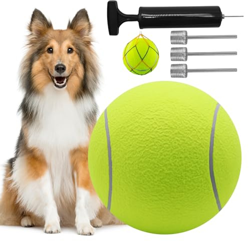 HXMJIED 24 cm överdimensionerad tennisboll för barn vuxen rolig tennisboll husdjur hund stor tuggleksak stort gummi uppblåsbar launch, tennisboll för hundar, gigantisk tennisboll hundleksak