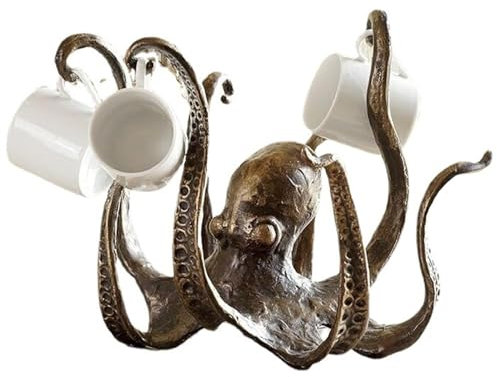 LaoSShu Octopus Mug Holder, Octopus Coffee Mug Holder, Funny Pendant Tea Cup Holder, Vintage Style Decor for Dining Living Room, Vintage-Style Table Statue Ornament (Color : Style-A)