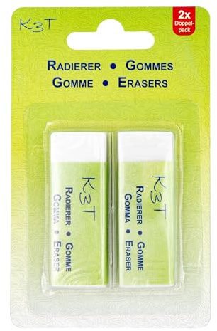 K3T Confezione da 2 gomme, colore bianco, 6 x 2 x 1 cm, art. n. 44212
