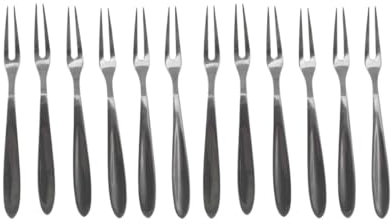 Fackelmann 9911750 Lot de 12 fourchettes à escargots, fourchette, fourchette à crustacés, Acier inoxydable, Argenté, 12,5 cm