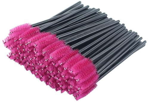 Lot de 100 brosses à cils jetables pour mascara, baguette magique, applicateur de cils et sourcils, pinceau cosmétique, pinceaux à sourcils, pinceaux de maquillage (noir/rose)