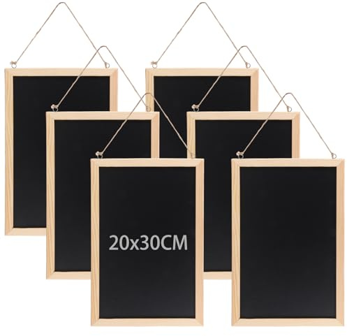 Oungy 6PCS 20 x 30CM Chalk Board for Wall, a4 Wall Mounted Bulletin Chalk Boards with Wooden Frame, Small Blackboards Chalk Writing Boards for Office, Home, Store