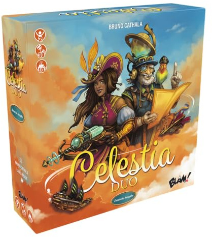 Celestia Duo – Kooperatives 2-Personen-Spiel mit Luftschiffen, Würfeln & Piraten – Spannendes Abenteuer mit Push-Your-Luck-Mechanik – Kompakt, Deutsch – ELZNIR GAMES
