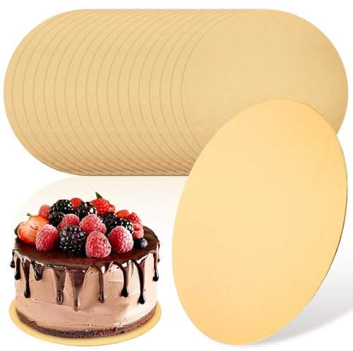 APACALI 20 Stück Cakeboard 30 cm Rund, 2mm Tortenunterlage Rund, Wiederverwendbar Tortenplatte für Transport Kuchen und Torten, Gold