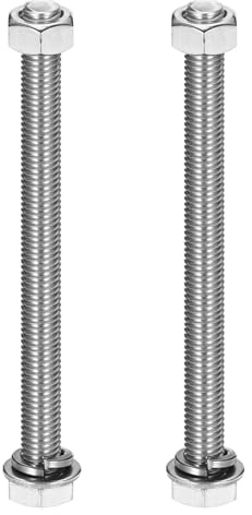QUARKZMAN 2 Sets M10 X 130mm Sechskantschrauben Muttern Unterlegscheiben | Und Federringe Sortiment Vollgewinde Hochglanz, 304 Edelstahl, Für Haushalt Elektronik
