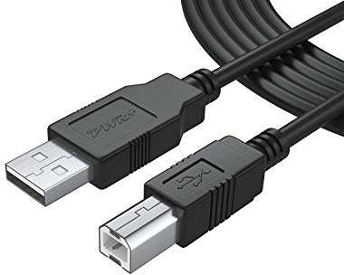 PWR+ 12Ft Extra Long USB-Printer-Cable 2.0 for HP OfficeJet LaserJet Envy, Canon Pixma, Epson Workforce, Stylus Expression Home, Brother, Silhouette Cameo, Dell Scanner Fax Cord