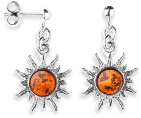 InCollections Damen-Ohrhänger 925/000 Sterlingsilber mit Bernstein, Sonne 0010265390890