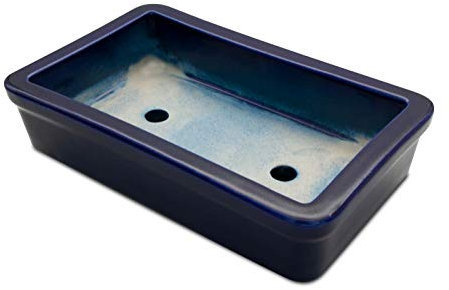 K&K Keramik Original bonsaiskål fyrkantig 29 x 18 x 7 frostsäker blå