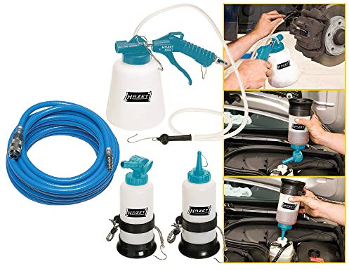 HAZET Bremsenentlüftungs Set pneumatischer Bremsen Entlüfter Satz Druckluft Bremsenentlüftungsgerät + BGS Druckluftschlauch Kompressor Luftschlauch Pressluftschlauch 10 Meter lang 6 mm Innendurchmesse