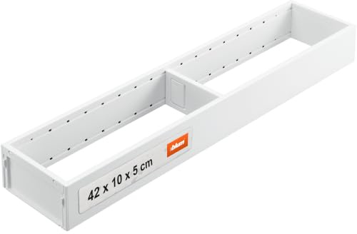Blum AMBIA-LINE Schubladen-Organizer Stahl 42×10×5 cm | Seidenweiß | Küche | Magnetplattenhalter – kein Verrutschen | Besteckeinsatz & Schubladentrenner aus Stahl | Für Küche, Bad & Kleiderschrank