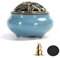 Bruciatore di Incenso in Ceramica,Biluer Bruciatore di Incenso incensiere a Carbone in Porcellana Con Supporto in Ottone Bruciatore per Incenso in Ceramica per Il Relax, Yoga e La Meditazione(Blu）