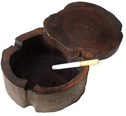 Cenicero Hecho A Mano De Madera De La Vendimia con La Tapa A Prueba De Viento Antiguo Decorativa De Interior Uso Al Aire Libre (Estilos Al Azar)