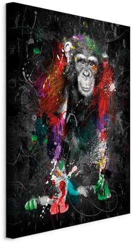 murando - Leinwandbild Affe Farbflecken Afrika, 40x60 cm, 1-teilig, modern | Hochwertige Leinwand, sofort aufhängbar, ideal fürs Wohn- oder Schlafzimmer, wasserfest und lichtecht, langlebig, stilvoll