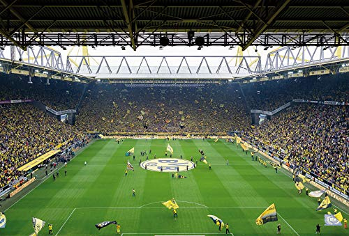 A.S. Création Fototapete Schwarz Gelb Grün - BVB Choreo Fußball-Stadion Verein Wanddekoration - Vliestapete 3,84 x 2,60m Tapete Wohnzimmer Schlafzimmer