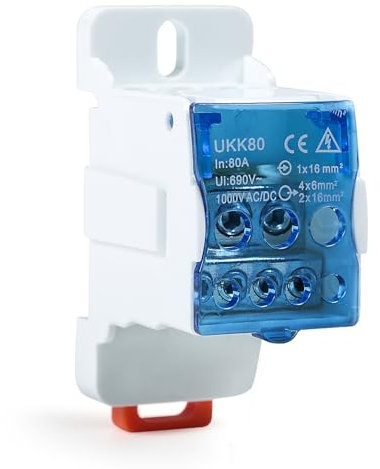 Scatola di Distribuzione su Guida Din, UKK-80A Morsettiera su guida Din Scatola di distribuzione Connettore cavo elettrico Scatola di giunzione di alimentazione universale per armadi ad alta tensione