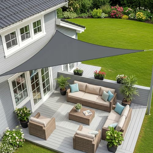 Sunnylaxx 5x5x7m Triangle Shade Sail,Anthracite Waterproof Sun Shades Outdoor Canopy 95% UV Block Water Resistant Sunshade for Patio,Garden,Backyard