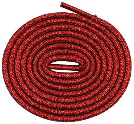 GIVBRO Lacets Ronds Pailletés Tressés, Rouge, 4,5 mm x 120 cm, 1 Paire | Embouts finis pour un laçage facile, adaptés aux baskets, bottes et chaussures de sport, loisirs ou randonnée