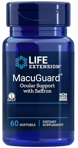Life Extension, MacuGuard Ocular Support (Soutien pour les Yeux), avec Lutéine, 60 Capsules molles, Testé en Laboratoire, Sans Gluten, Sans Soja, Sans OGM