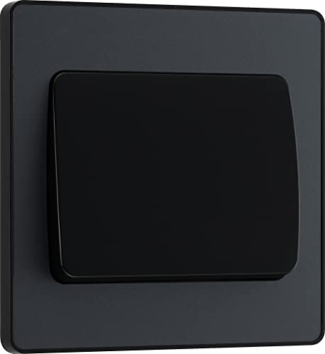 BG Electrical Single Wall Light Switch, Wide Rocker, 2 Way, Screwless Front Plate, Round Edges, Evolve, Matt Grey, 20A, 16AX, PCDMG12WB