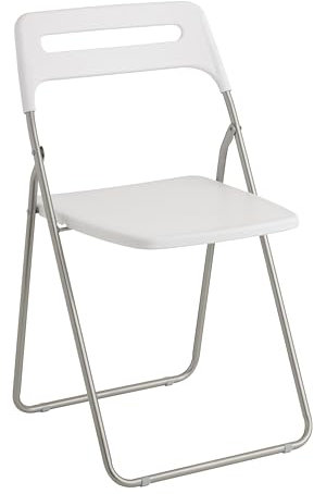 Baroni Home Sedia Pieghevole Salvaspazio, Sedia da Pranzo per Interno ed Esterno con Struttura in Acciaio, 42x38x78 cm (1 Pezzo, Bianco)