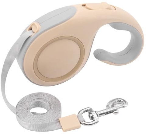 Correa extensible para perro, Beowanzk 5 m, retráctil con bloqueo de pausa y freno manual