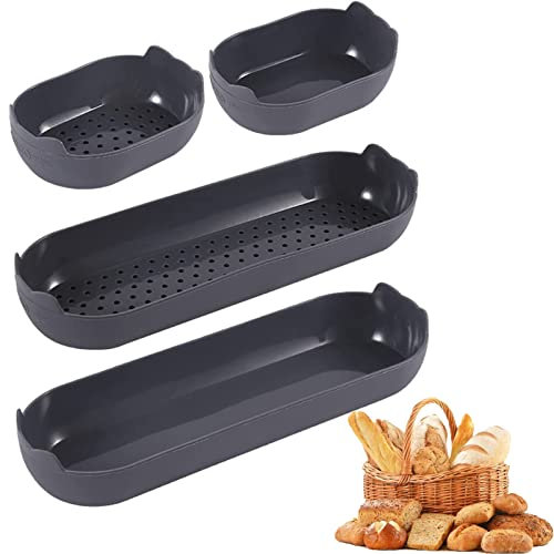 YXIAOO Molde para baguette, bandeja para panecillos, molde para baguette, pan de baguette, pan largo, 4 unidades