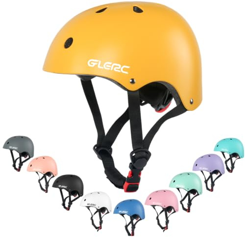 Glerc Casco da Bicicletta per Bambini per Ragazzi e Ragazze di 3 4 5 6 7 8 Anni, Accessorio per Bicicletta per Bambini, Casco da Bicicletta Resistente a Urti e Colpi per Bambini, Taglia S, Giallo
