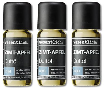 wesentlich. Duftöl Set - harmonische Duftkompositionen für Duftlampe, Diffuser und Kerzen – 3er Set Zimt-Apfel