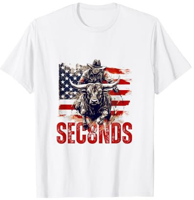 PBR Bull Riding Eight Seconds Rider USA Flag Rodeo Patriotic T-Shirt