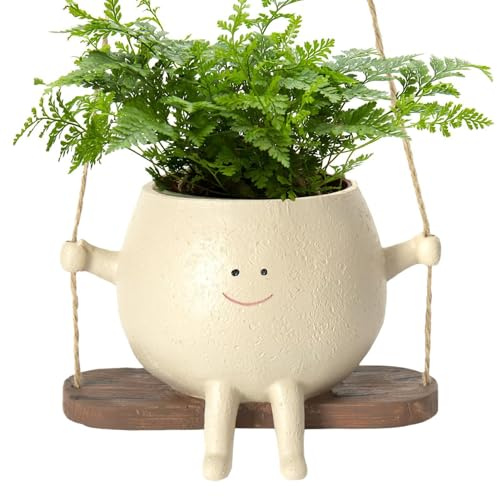 Genérico Macetero con Cara Oscilante | Maceta Colgante con Cara Oscilante | Cesta macetero Colgante Caras sonrientes | Maceta Creativa para Plantas Suculentas para Interior, Exterior, Decoración del