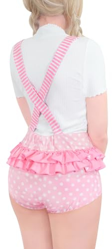 LittleForBig korta hängselbyxor overaller Shortalls – blushing baby volanger rumpa hängselbyxor, ROSA, L