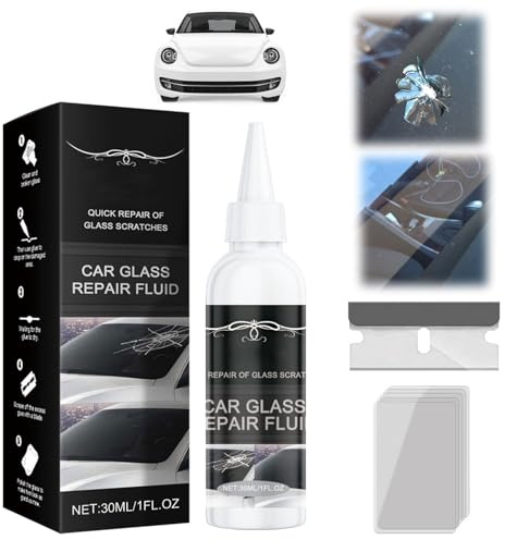 KARELLS Colle de Réparation de Verre Automobile,Liquide de Réparation de Verre de Voiture,Kit Reparation Pare Brise,Réparation Vitres Automobiles,Réparation pour Pare-Brise,30ML