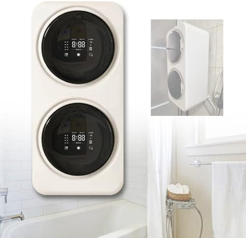 levigationlu Mini Lavadora De 2×3.5L, Lavadora Secadora Totalmente Automática De Pared, Secadora Eléctrica De 4 Modos, para Espacios Pequeños En Apartamentos