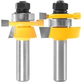 2 piezas de riel de montante reversible de 15 °, conjunto de chaflán, broca de enrutador, cortador de fresado for carpintería for herramientas de madera(12.7X41x6.35)