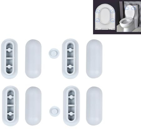 NIYATA Toilet Seat Buffer Set 10pcs, White WC Seat Buffers Replacement Pads, Universal Rubber Bumpers for Noise Dampening and Cushioning, Toilet Seat Accessories for Bathroom