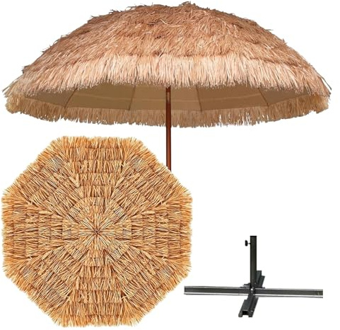 GYYDXXFC Sombrilla De Paja Hula Color Natural, Sombrillas De Piscina De Paja, Bolsa De Tela Incluida For Piscina, Jardín, Patio, Natural(Bracket,1.5m/4.9ft)