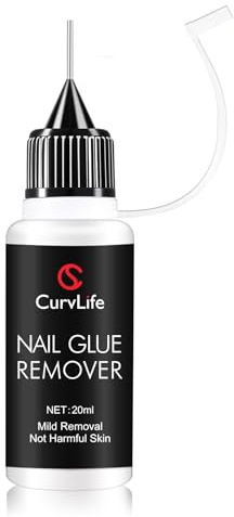 Curvlife 20ml Pinpoint Nail Glue Remover for Press on Nails, Hema-free | Multi-Functional Non-Acetone Gentle Nail Glue Remover for Nails Tips, Debonder for Glue on Nails, Regular Nail Polish