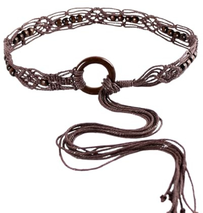 WUYJI Ceintures femme, 1 pièce de ceinture tressée avec boucle de ceinture de style bohème ceinture tressée perlée adaptée aux robes (marron)