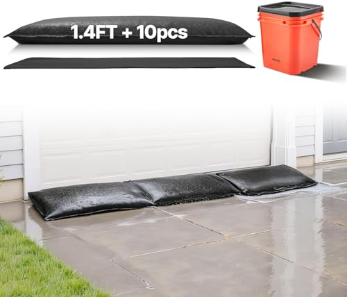 VEVOR Barriera Antiallagamento Set di Sacchi di Sabbia per Protezione dall'Allagamento 10 pezzi 43x83 cm, Sacco di Sabbia dall'Acqua Senza Sabbia 10 pz per Porte di Garage Officina