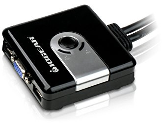 IOGEAR 2-Port Compact USB VGA KVM with Built-in Cables, GCS42UW6