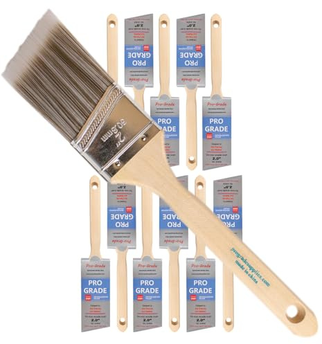 Pro Grade - Paint Brushes - 12Ea 2 Angle Brushes