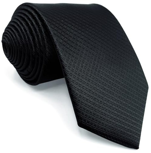 Shlax&Wing Herren Geschäftsanzug Seide Krawatte Einfarbig Schwarz Extra lang Dünne
