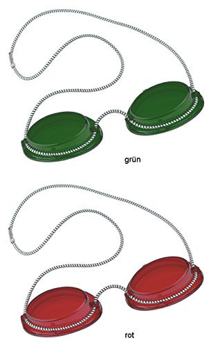 Art of Sun Solarium Schutzbrille UV Brille Solariumbrille mit Gummizug 1 X grün + 1 X rot - By Beauty & Legwear Store