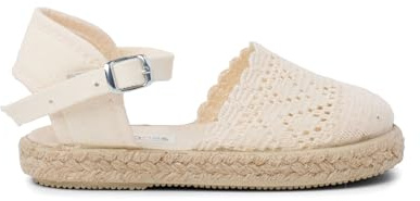 Pisamonas Espadrillas Ricamate per Bambine con Fibbia Misurare 27 Colore Ecru