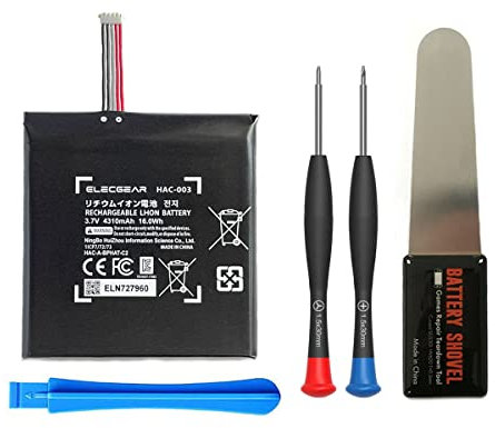 ElecGear 1 x Ersatzakku für Nintendo Switch Konsole, HAC-003 interner Li-Ion-Akku, wiederaufladbar, für Switch HAC-001, 3,7 V, 4310 mAh, 16,0 Wh, mit Reparaturwerkzeug-Set