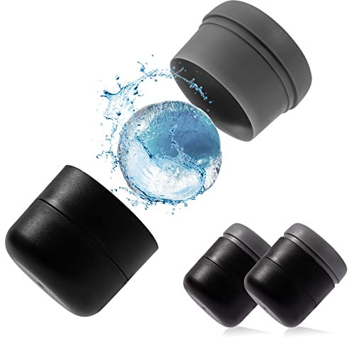 Bourbon Lot de 3 Grands Moules à Glaçons Ronds en Silicone Glacon Boule pour le visage, les yeux, le whisky, les cocktails - Noir