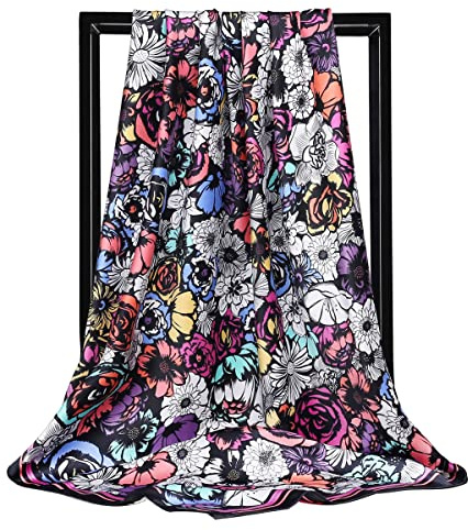 Vellette Sciarpa Floreale Sciarpe Donna Sciarpe di seta Quadrata Fazzoletti da testa Neckerchief Sciarpina Scialle