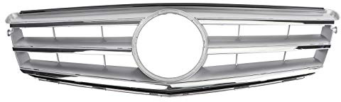 Artudatech Auto Frontgrill Stoßstangengrill Front Grille passend für Benz C-Klasse W204 mit LED-Emblem C300/C350 08–14 Chrom