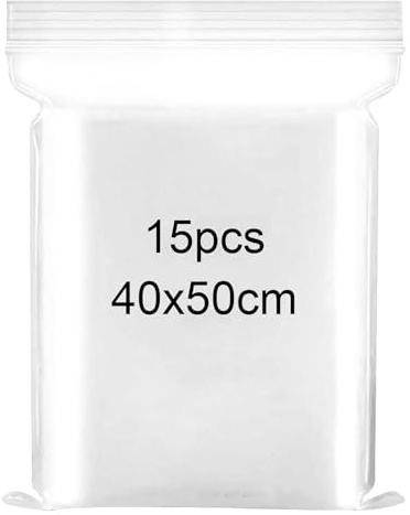 15PCS Resealable large plastic bagss Large Ziplock Bags 40 x 50cmDurable | Plastic Bags for packaging Large Sealed Bag resealable plastic bags Press Seal BagsApply to Quilts Blankets Clothing
