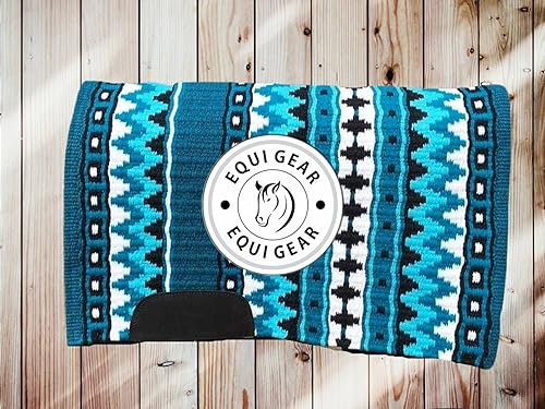 EQUIGEAR Horse Western Ranch Sottosella/Coperta da sella Western in lana neozelandese con imbottitura in lana con sensore Flex (personalizzazione disponibile) AS55 (34 x 40)